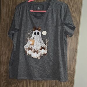 EMERY ROSE Halloween Plus Size Women's Bow Ghost Pumpkin Graphic Tee, FALL VIBES